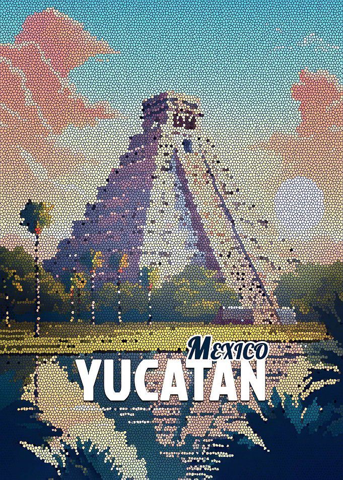 Yucatan Mexico Mosaic Travel Poster