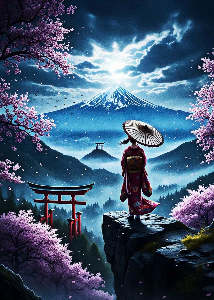 Moonlight Geisha & Mount Fuji