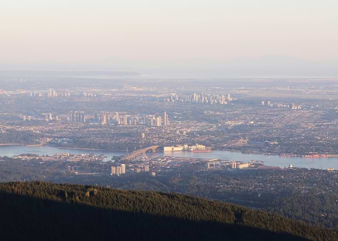 Panoramic view of Vancouver Cityscape at Dusk