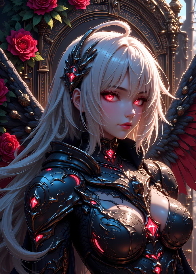 Fantasy Angel Warrior with Red Eyes