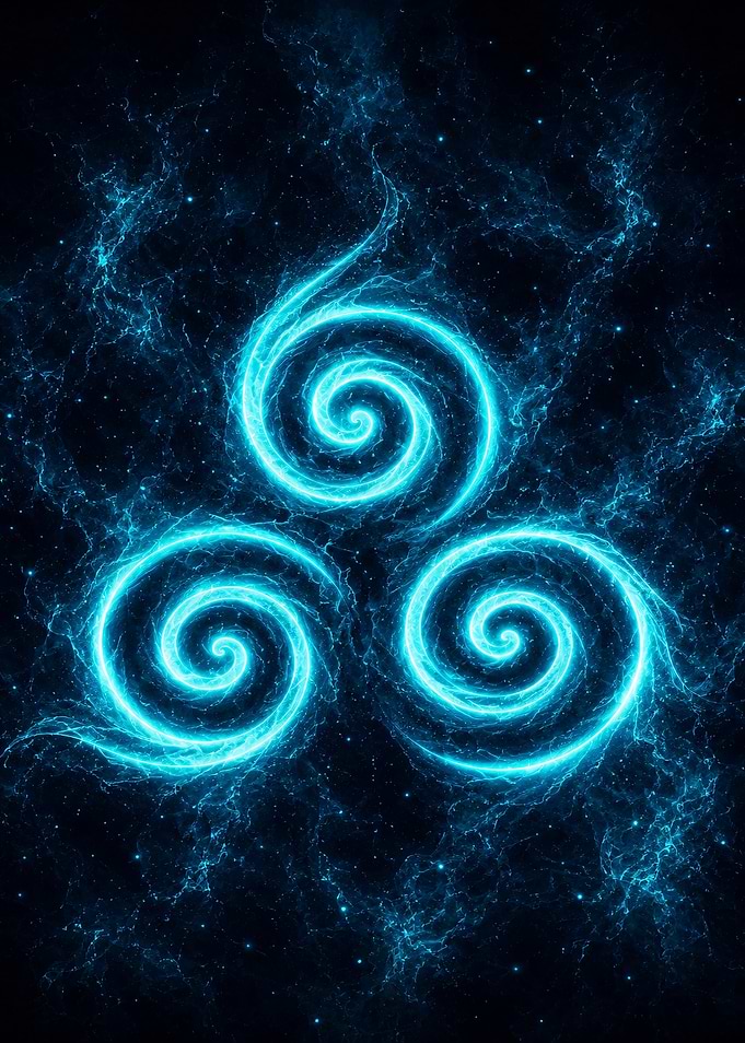Triskele Symbol in Cosmic Nebula