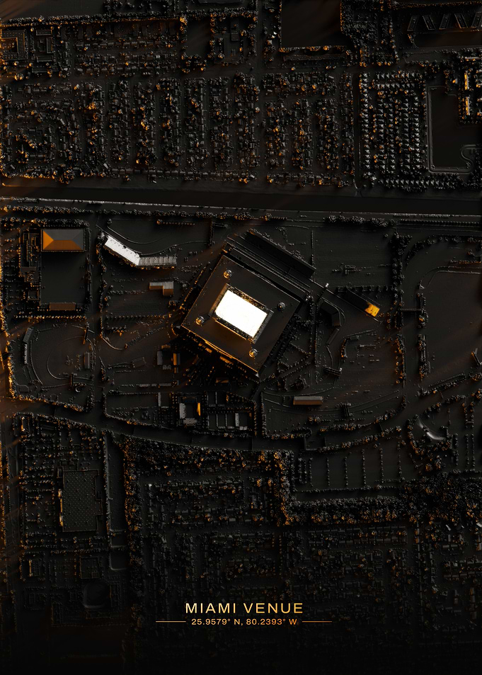 3D shaded relief Art of Hard Rock Stadium
