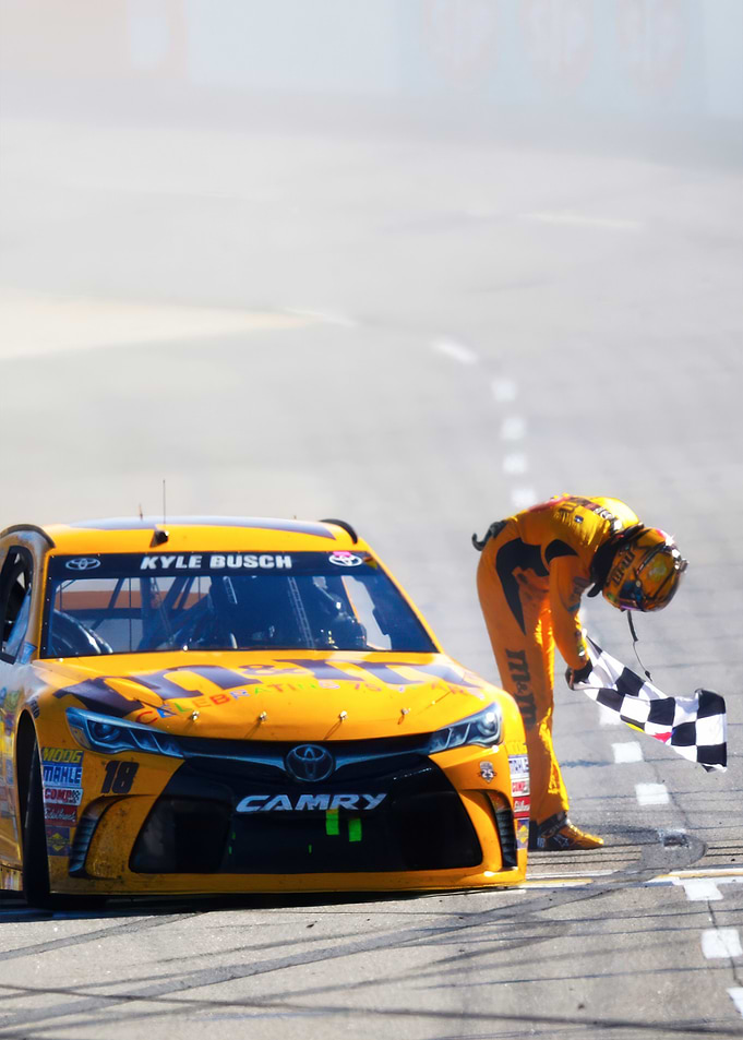 Kyle Busch Wins Race with Checkered Flag
