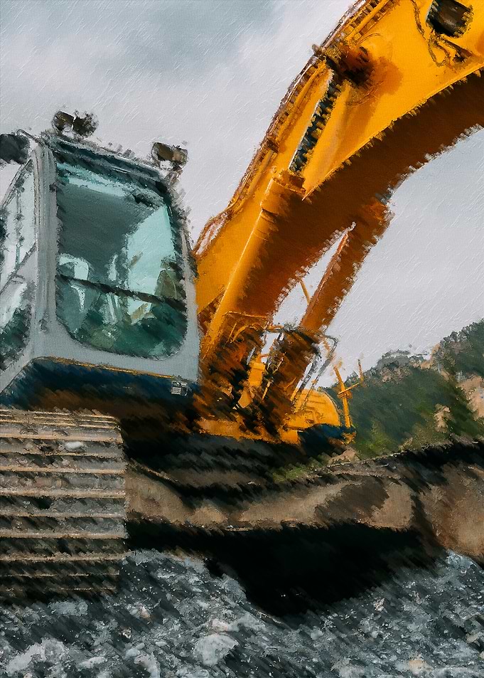 Yellow Excavator on Construction Site
