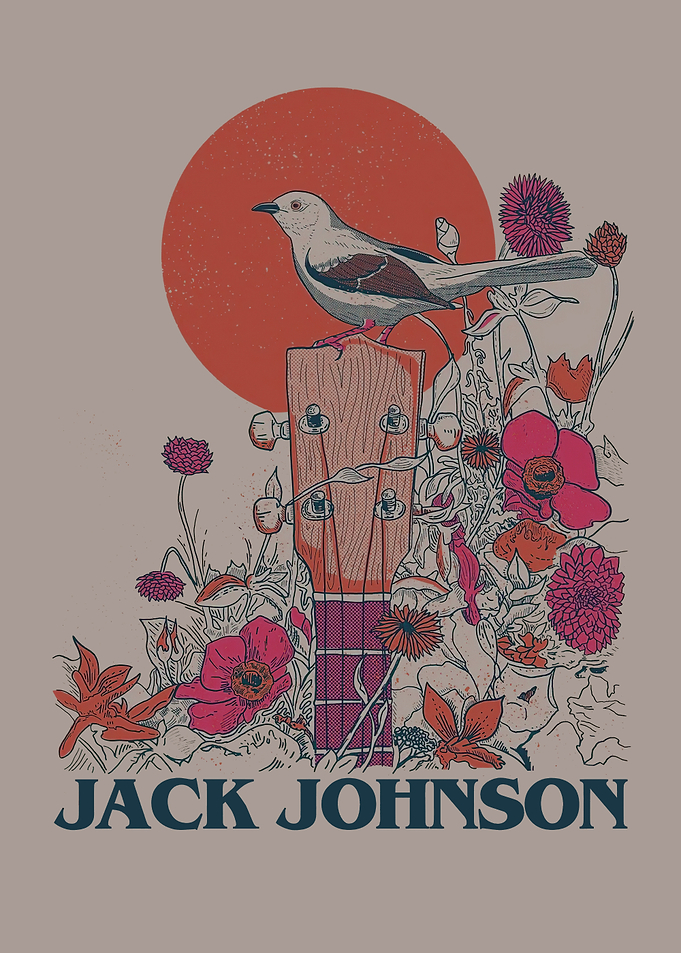 Jack Johnson Floral Bird Guitar Art