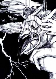 Dark Fantasy Gargoyle with Pigeon