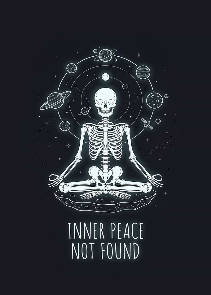 Skeleton Meditating in Space