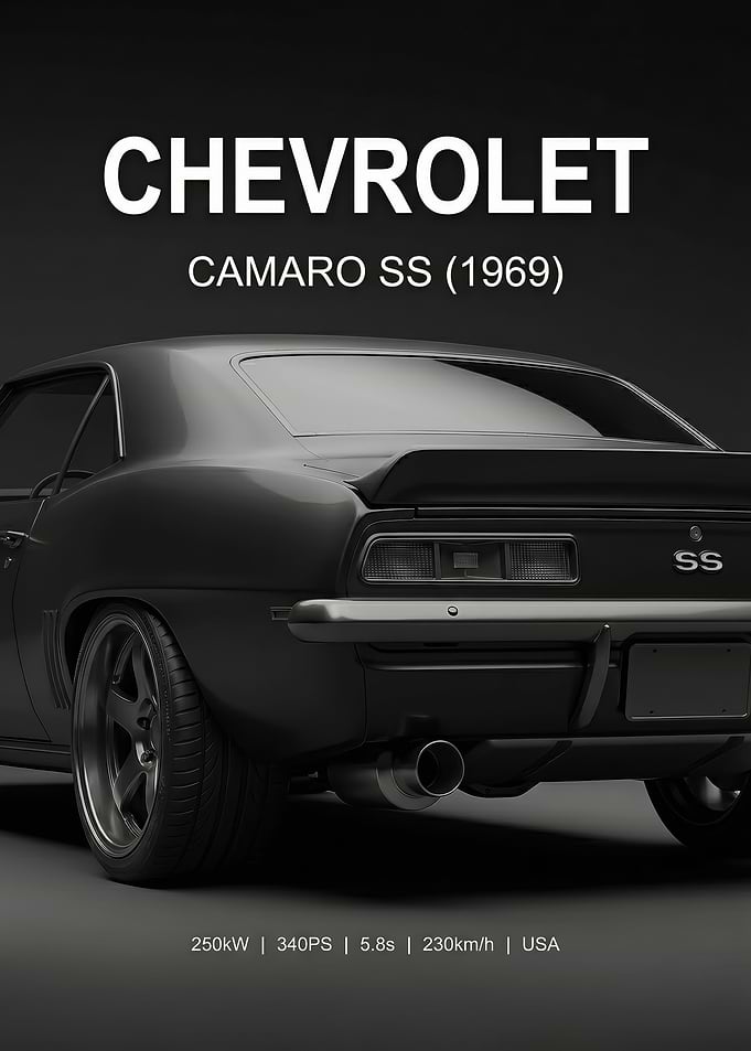close up Chevrolet Camaro SS 1969 Rear View