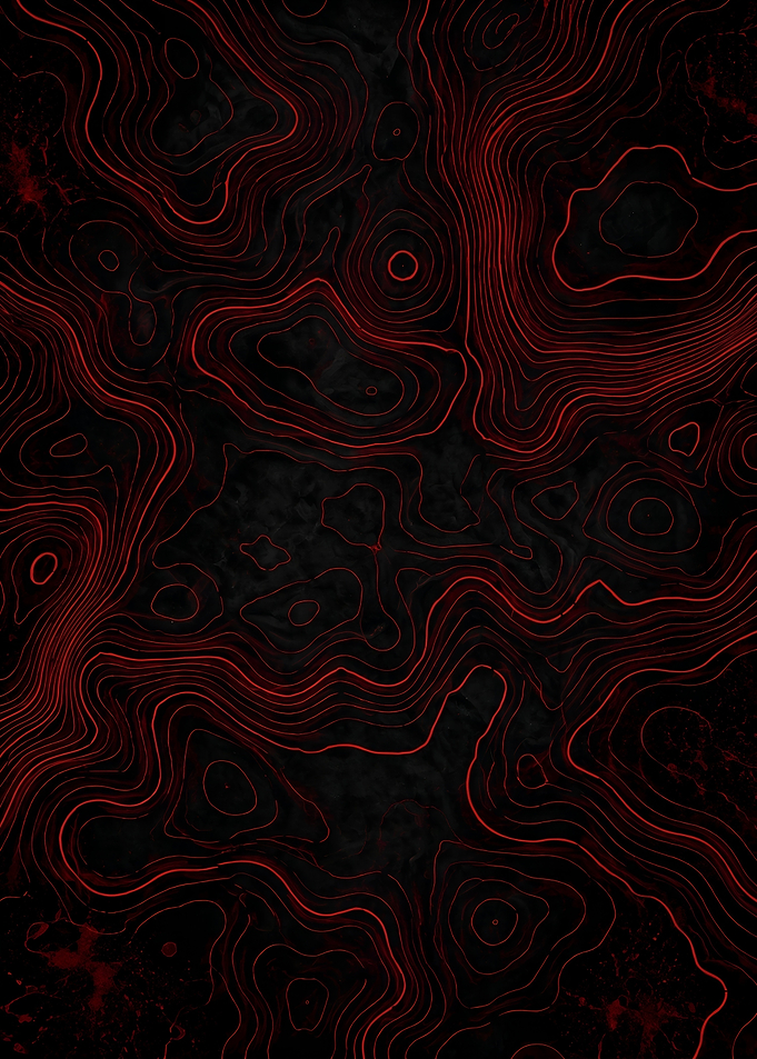 Red Topographic Lines on Black Background