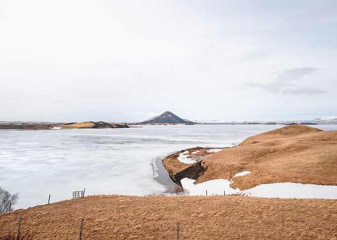 Icelandic Mountain Beyond the Frozen Lake