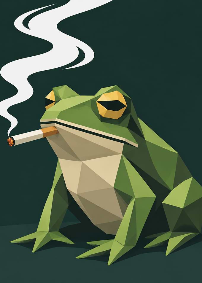 Low Poly Frog Smoking Cigarette