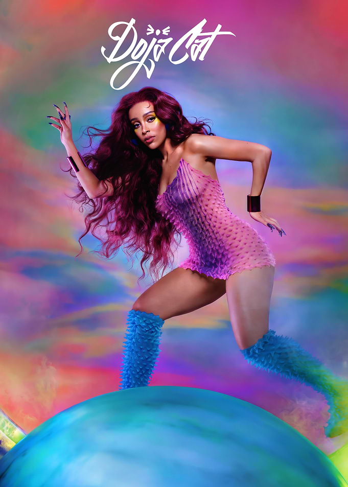 Doja Cat in a vibrant, surreal setting