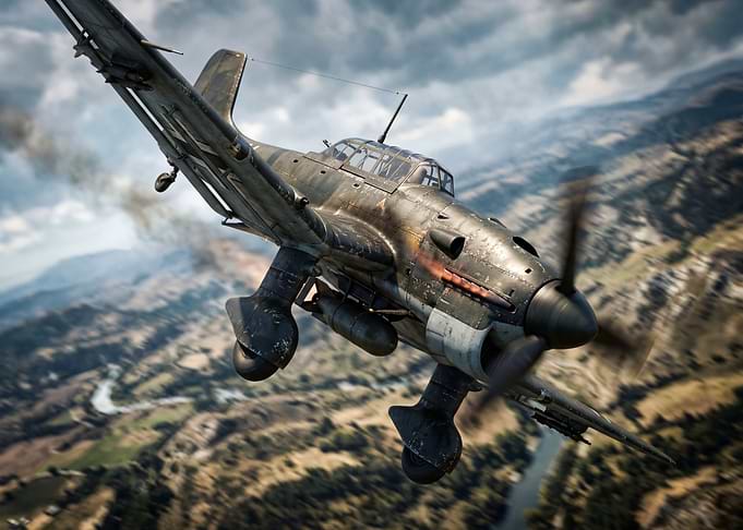 Stuka Dive Bomber in Flight