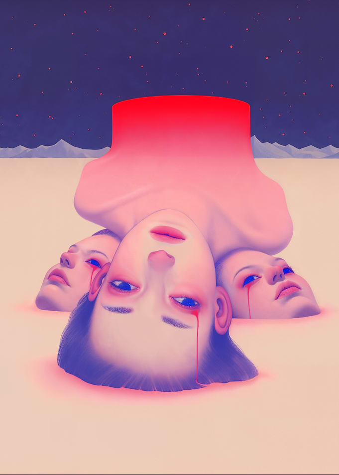 Surreal Heads Crying Blood