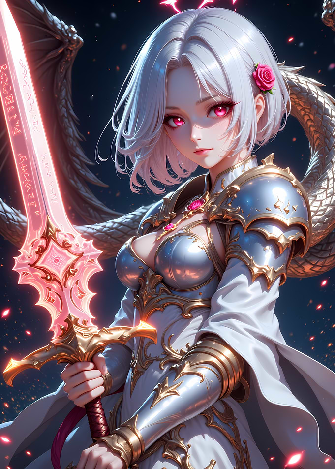 Anime Warrior with Glowing Sword