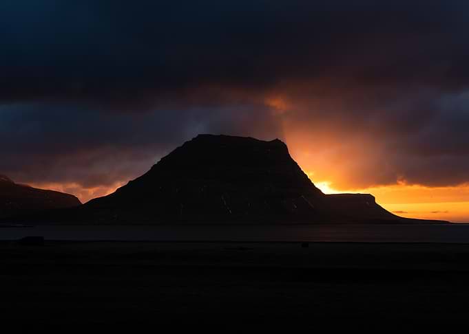 Dramatic Sunset Over Mountain Kirkjufell