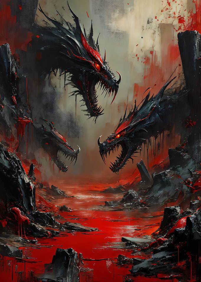 Three Dragons in a Bloody Landscape