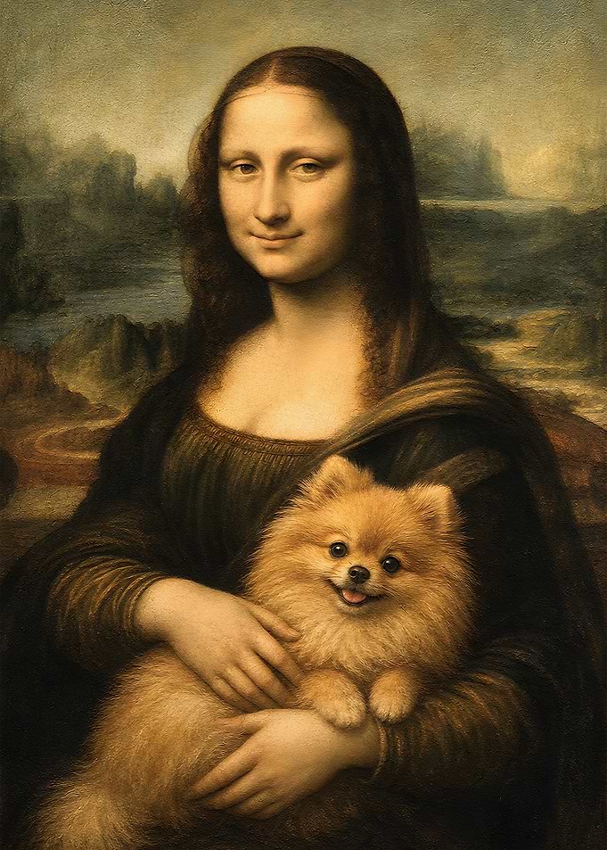 Mona Lisa Holding a Pomeranian