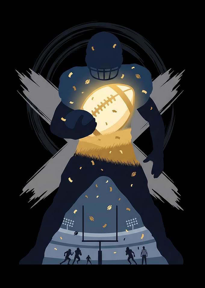 Football Player with Glowing Ball