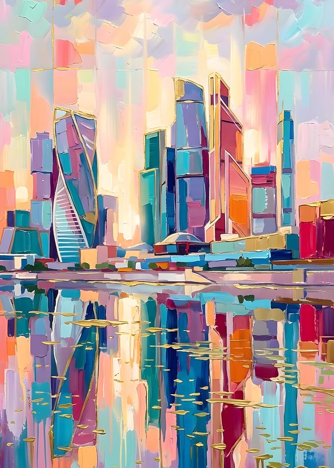 Abstract City Skyline Reflection
