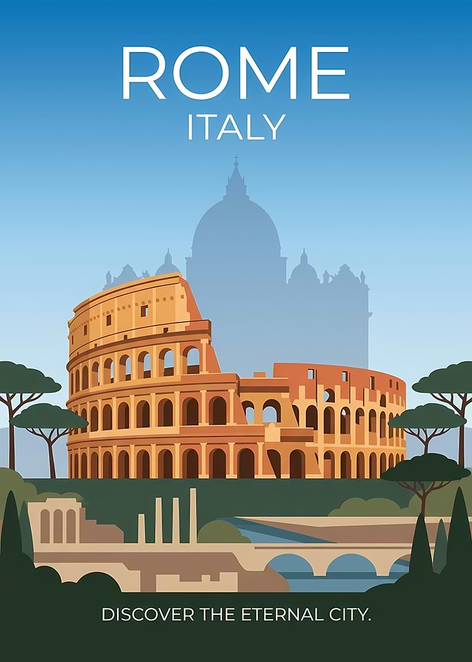Rome Italy Travel Poster