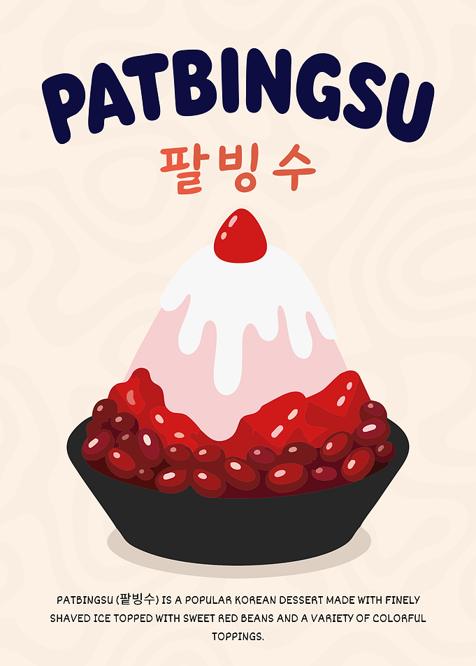 Patbingsu Korean Shaved Ice Dessert Minimalist Poster