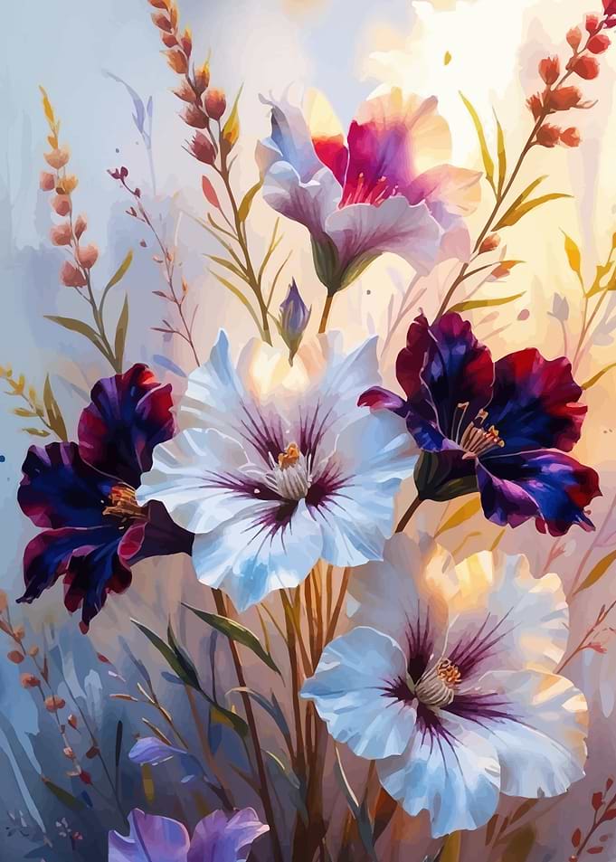 Watercolor Hibiscus Floral Arrangement