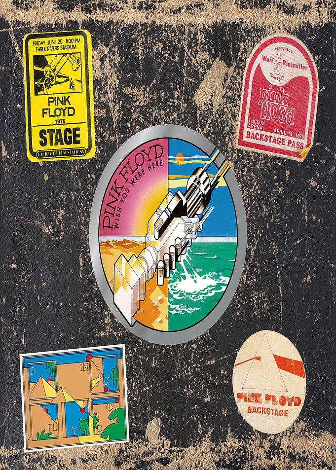 Pink Floyd Stickers on Textured Surface