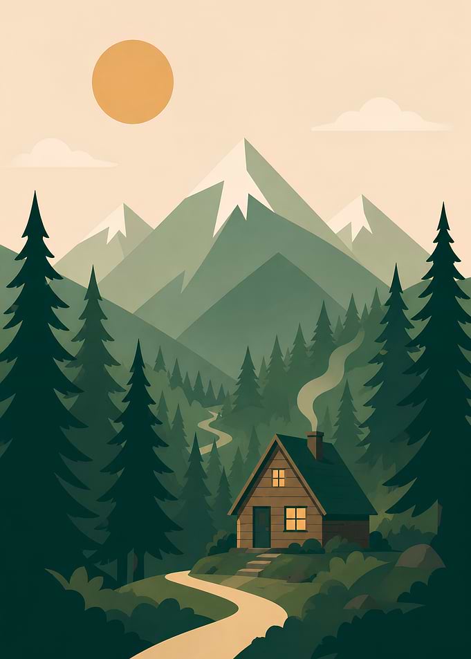 Cozy Cabin in a Mountain Forest