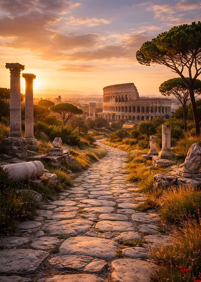 Ancient Roman Road to the Colosseum