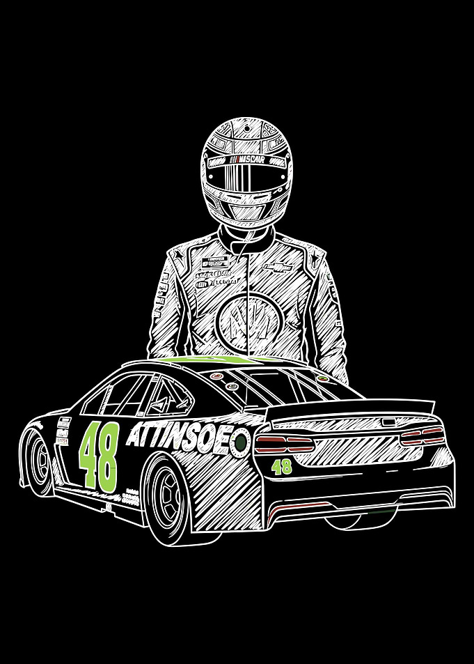 NASCAR Driver and Car Sketch