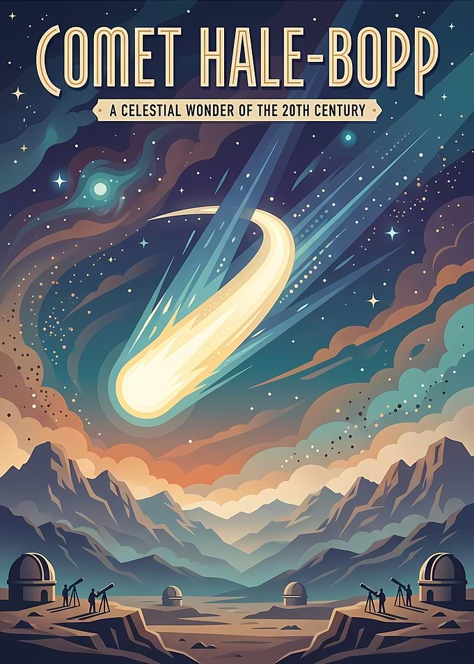Comet Hale-Bopp Vintage Poster