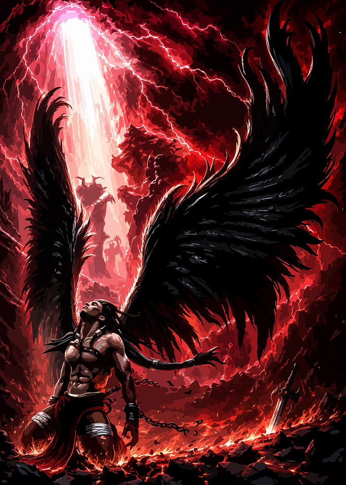 Fallen Angel in Fiery Abyss