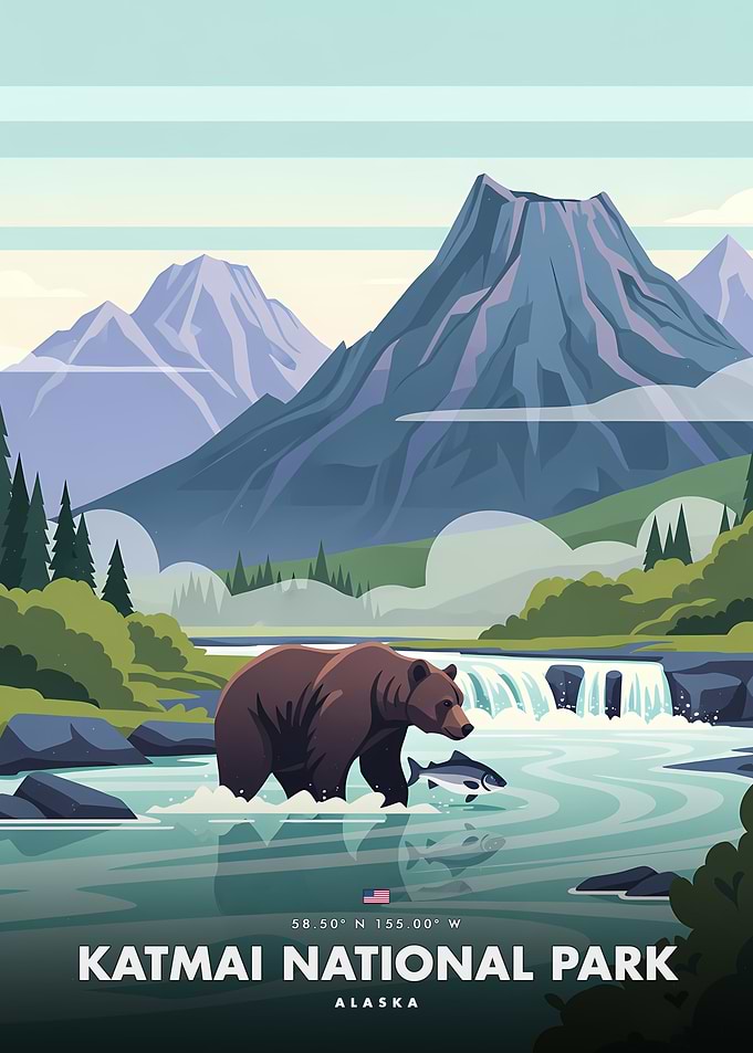 Katmai National Park Bear and Salmon