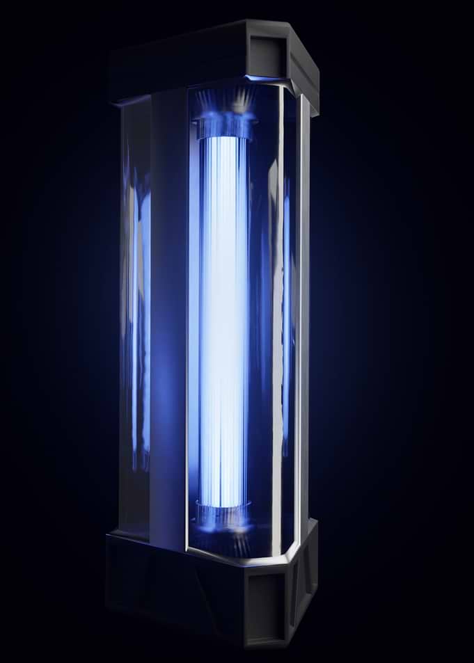 Sci-fi glowing blue energy module