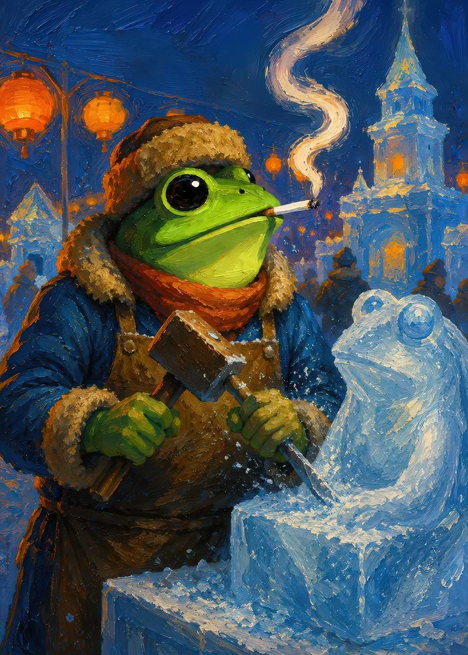 Frog Ice Sculptor Smoking