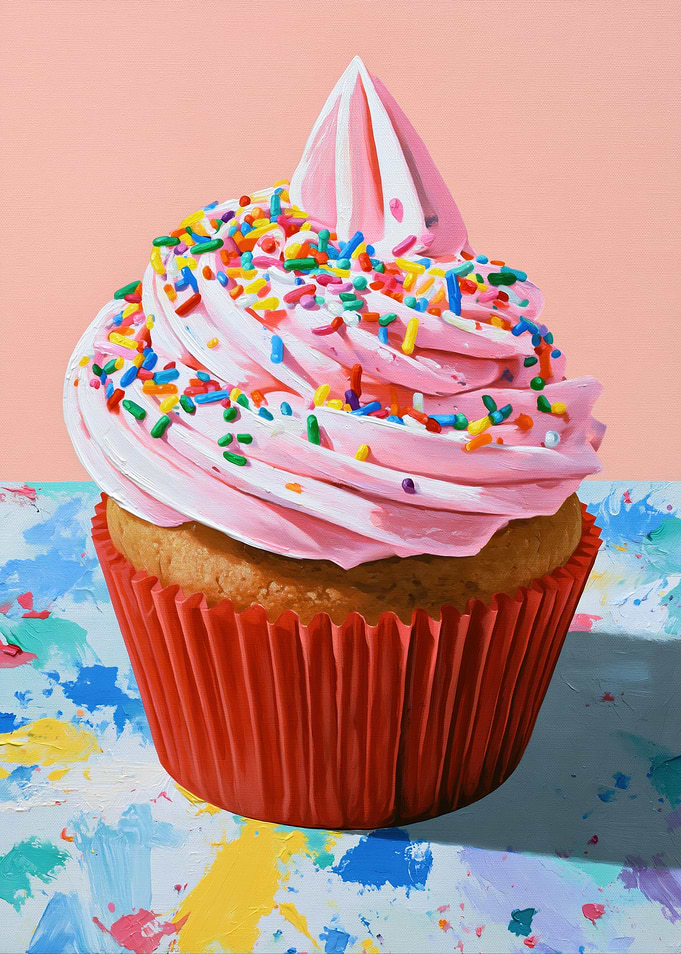 Pink Frosted Cupcake with Sprinkles