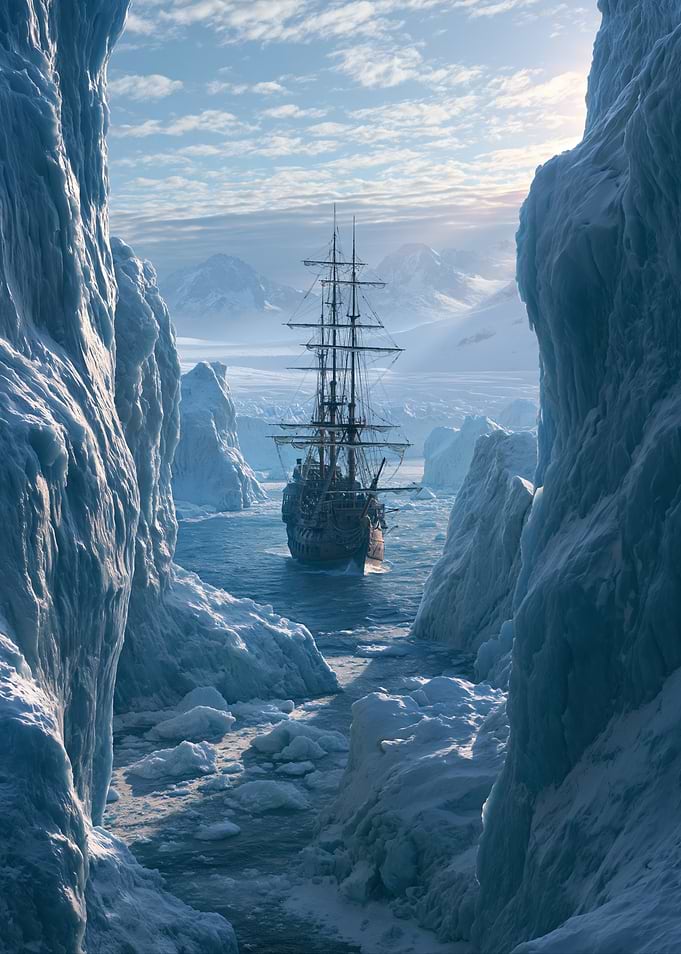 Ship Navigating Arctic Ice
