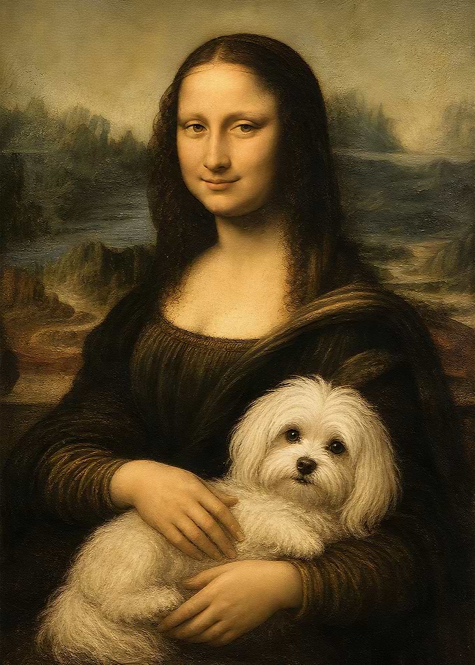 Mona Lisa Holding a Dog