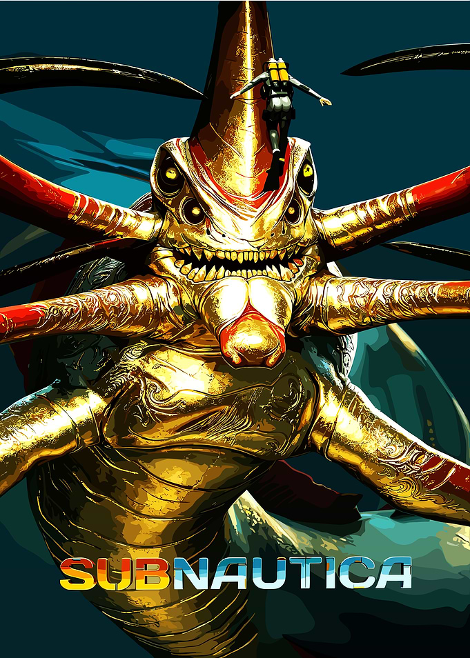 Subnautica Leviathan and Diver