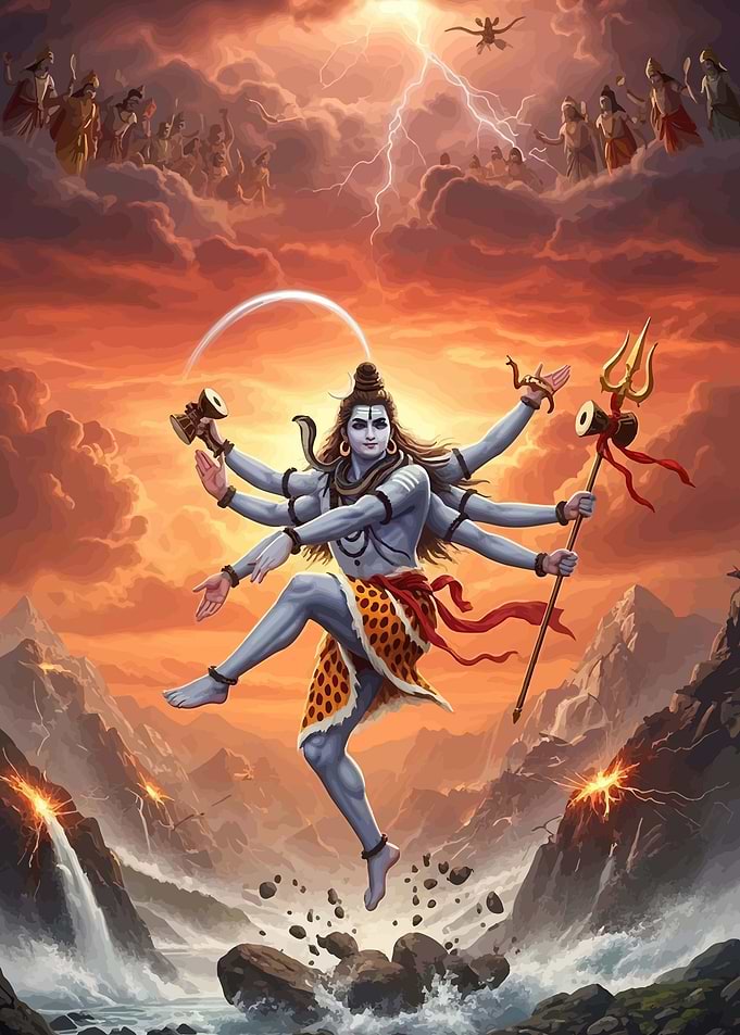 Lord Shiva Dancing in Cosmic Fury