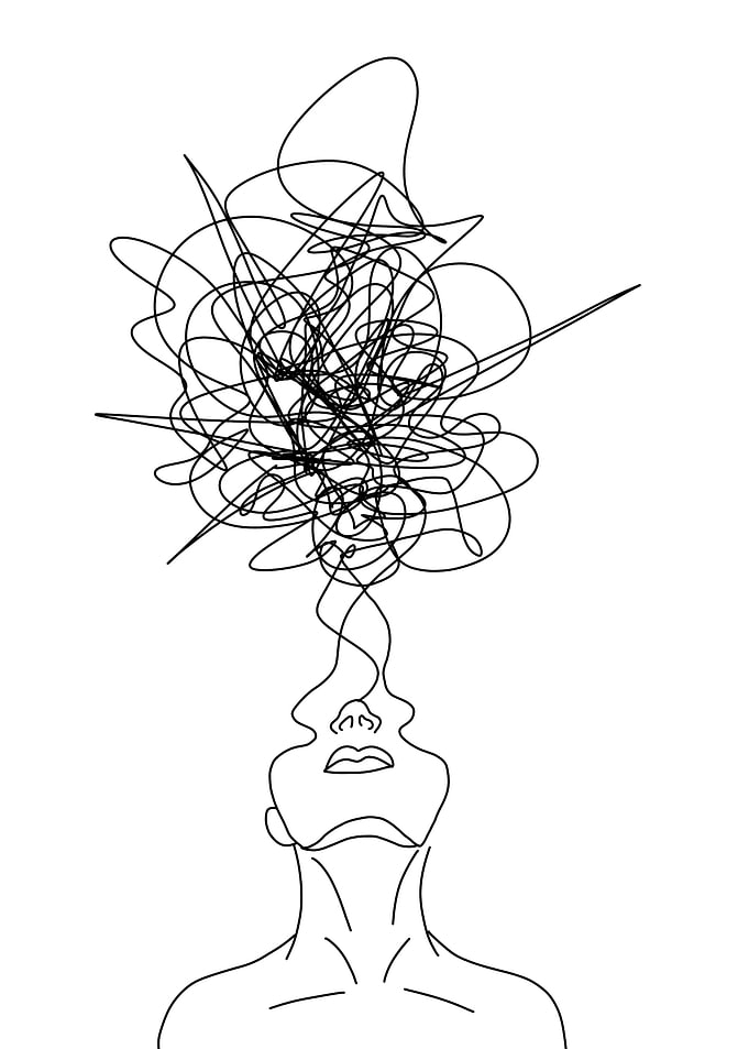 Abstract Head with Tangled Thoughts