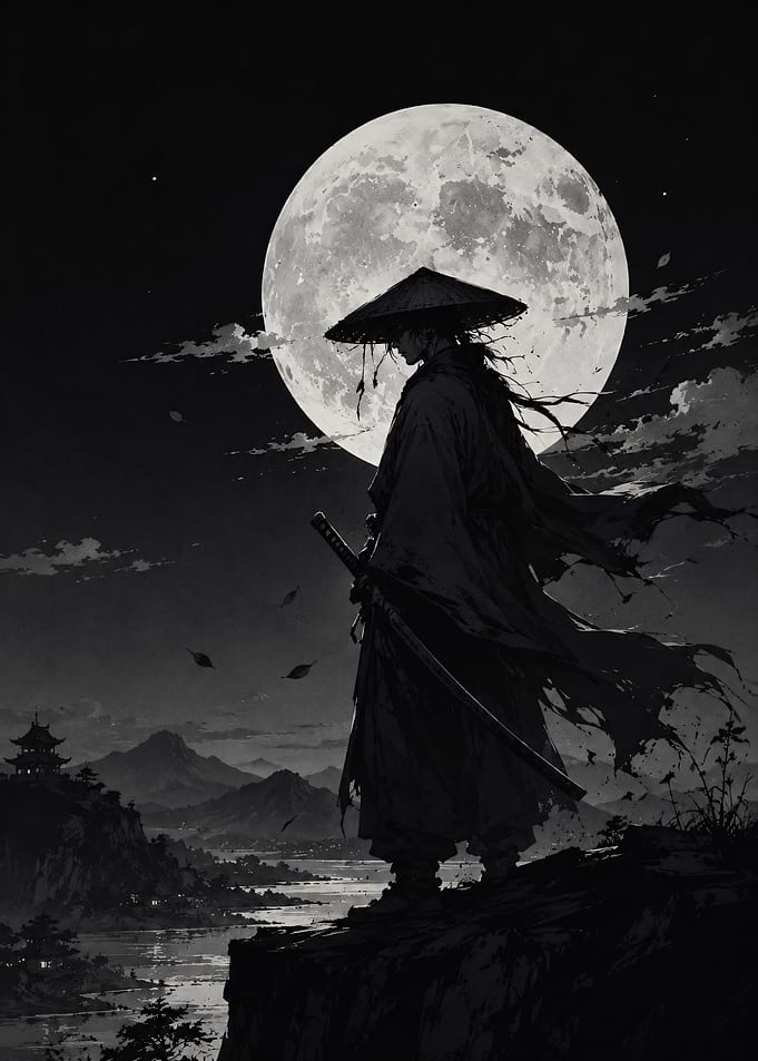Samurai Under the Full Moon