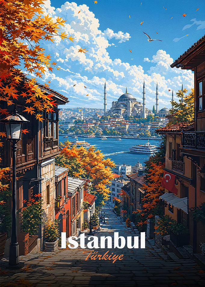 Istanbul cityscape in autumn