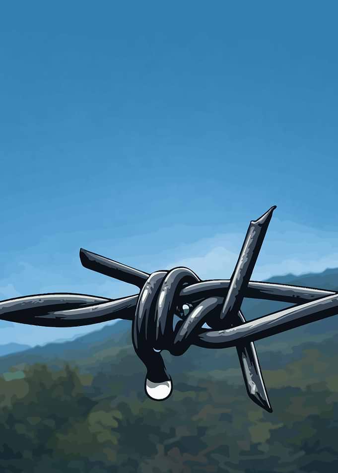 Barbed Wire with Water Droplet