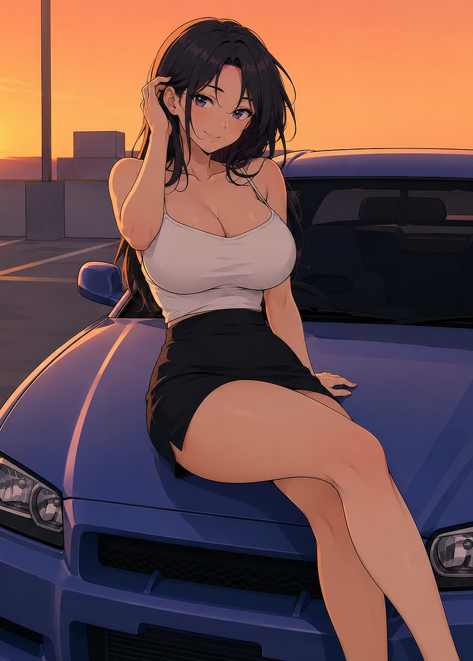 Woman Posing on a Car