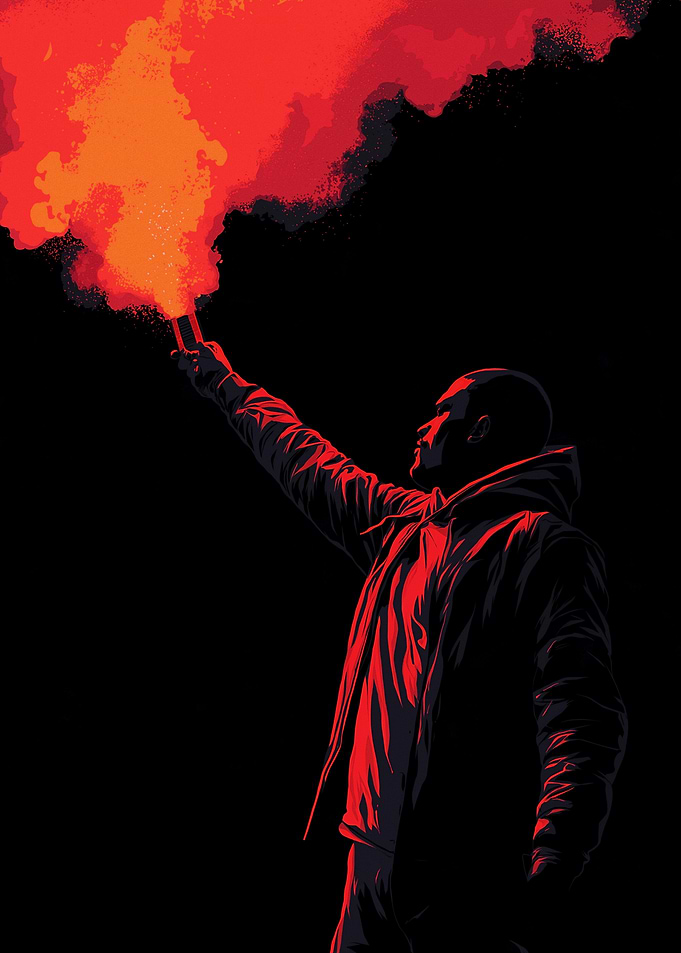 Man Holding Red Flare