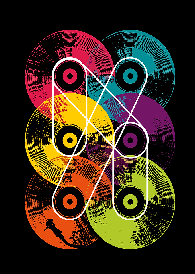 Abstract Vinyl Records and Geometric Design