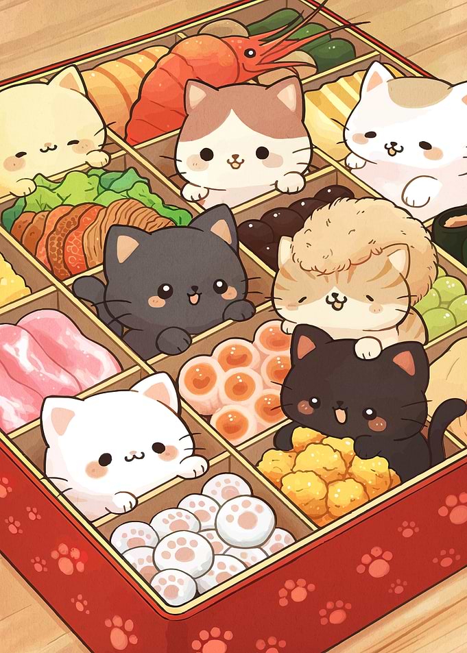 Cute Cats in a Bento Box