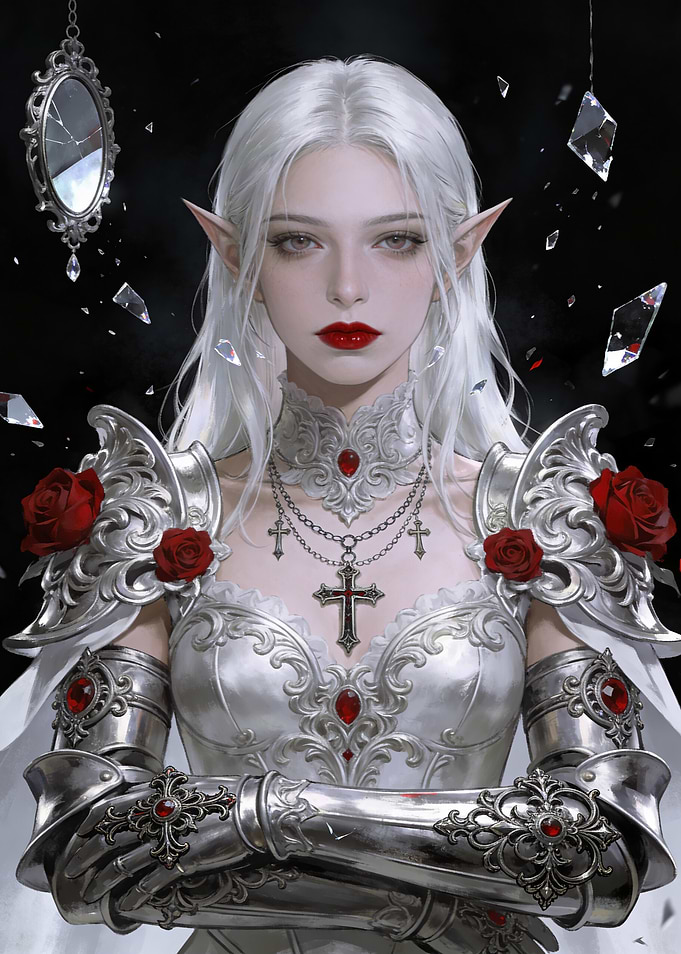 Elf Warrior with Roses and Crosses